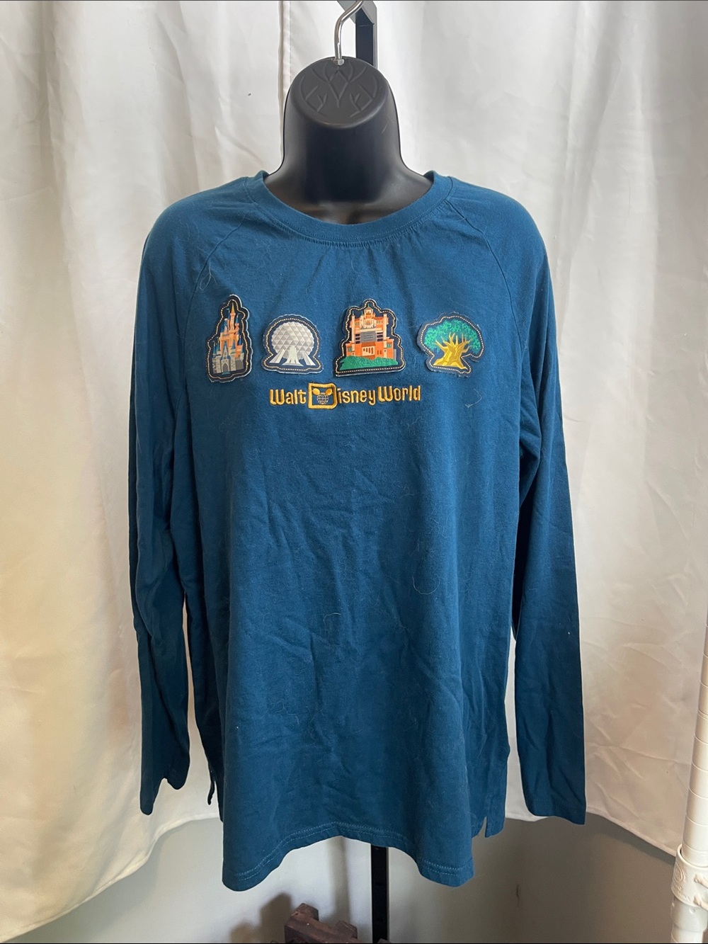 Disney Walt Disney World Teal Long Sleeve Tee - Multicolor Patches